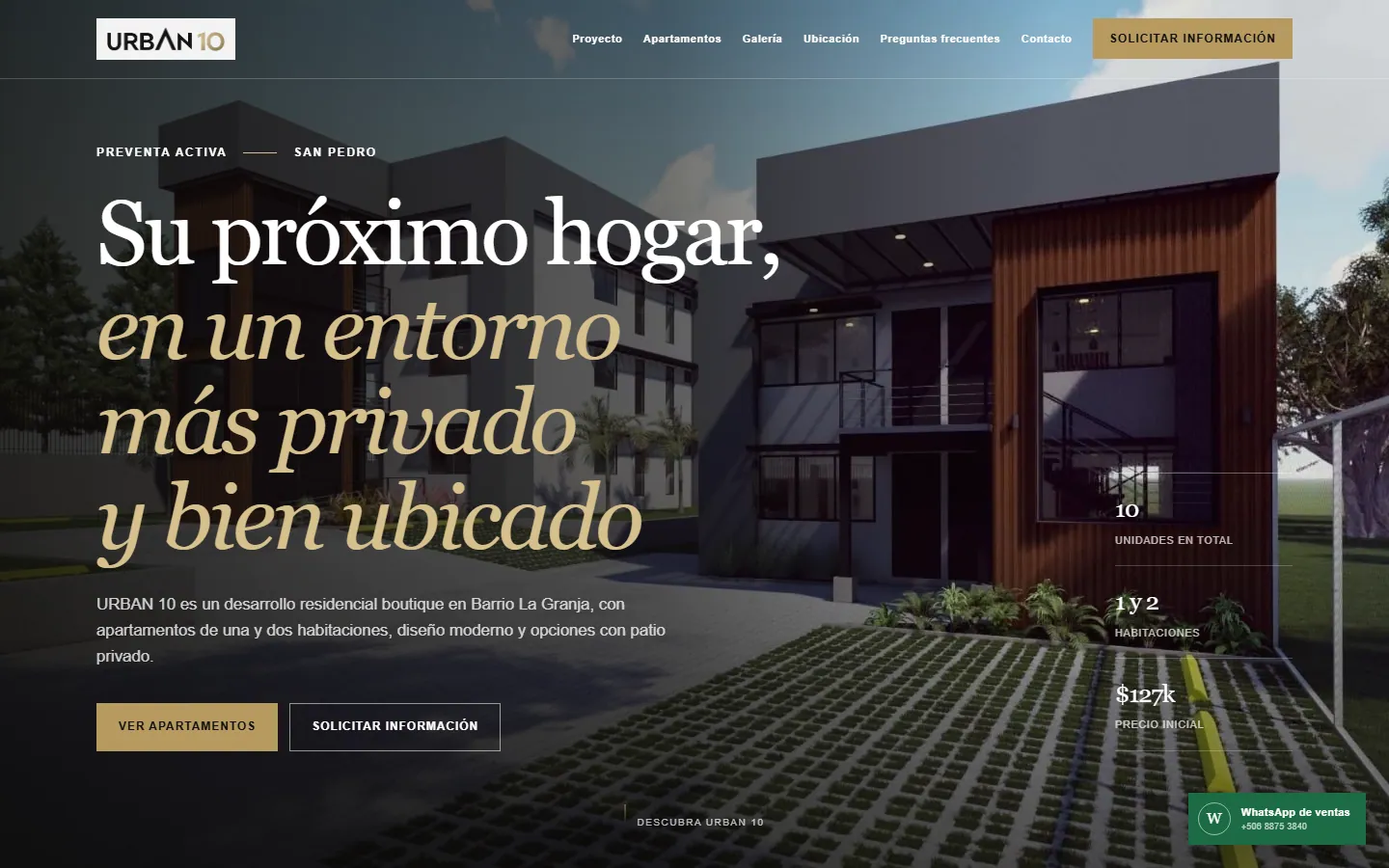 Página de Urban 10 en computadora
